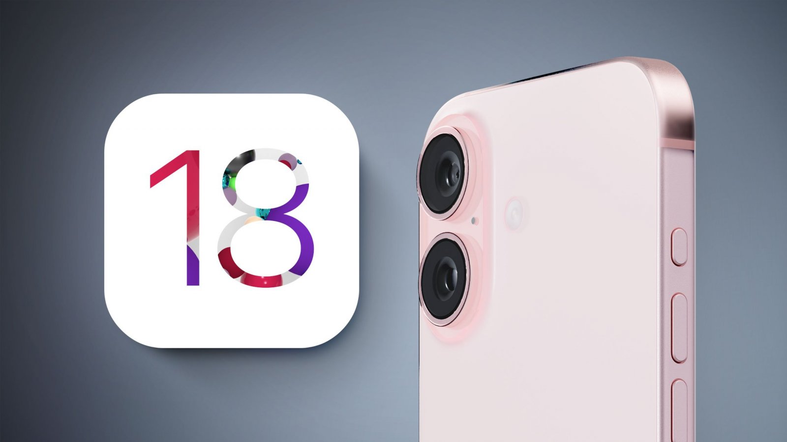 La foto di un iPhone e il logo di iOS 18