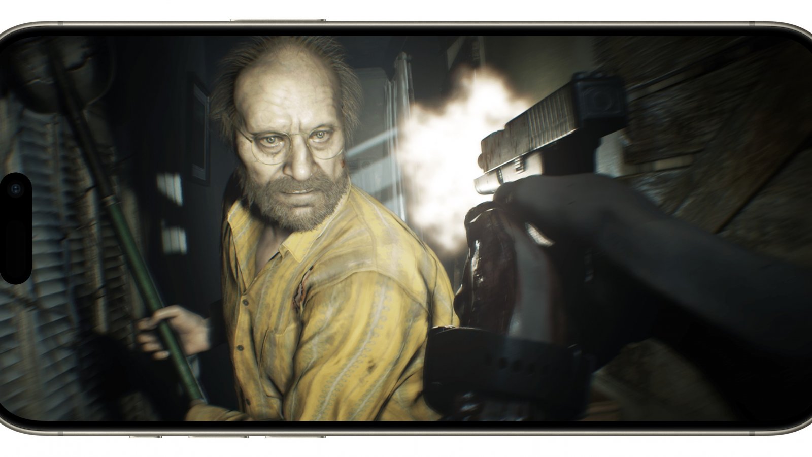 Uno scontro di Resident Evil 7 su iPhone 15 Pro
