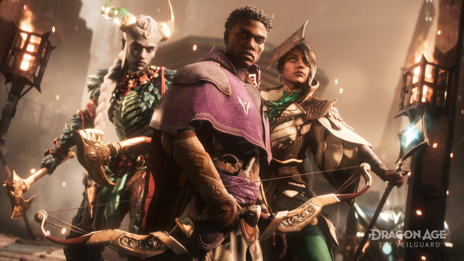 Il personaggio del giocatore e alcuni dei comprimari di Dragon Age: The Veilguard