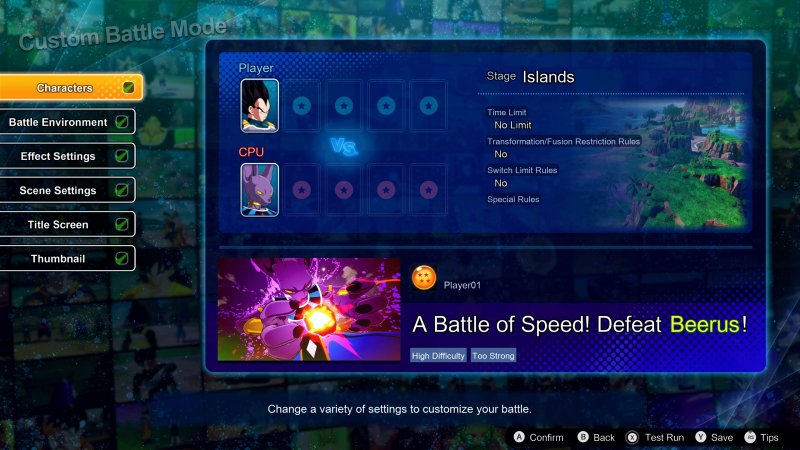 Le battaglie personalizzate create con la modalità Custom Battle di Dragon Ball: Sparking! Zero potranno essere condivise con altri giocatori online Le battaglie personalizzate create con la modalità Custom Battle di Dragon Ball: Sparking! Zero potranno essere condivise con altri giocatori online