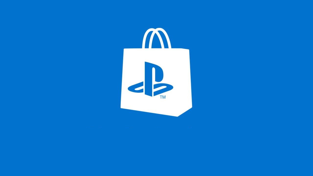 Il logo del PlayStation Store su sfondo blu
