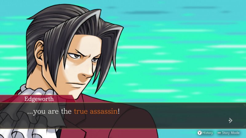 Miles Edgeworth in una sequenza di Ace Attorney Investigations Collection Miles Edgeworth in una sequenza di Ace Attorney Investigations Collection