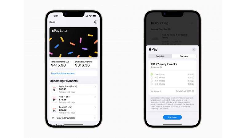 L'interfaccia di Apple Pay Later