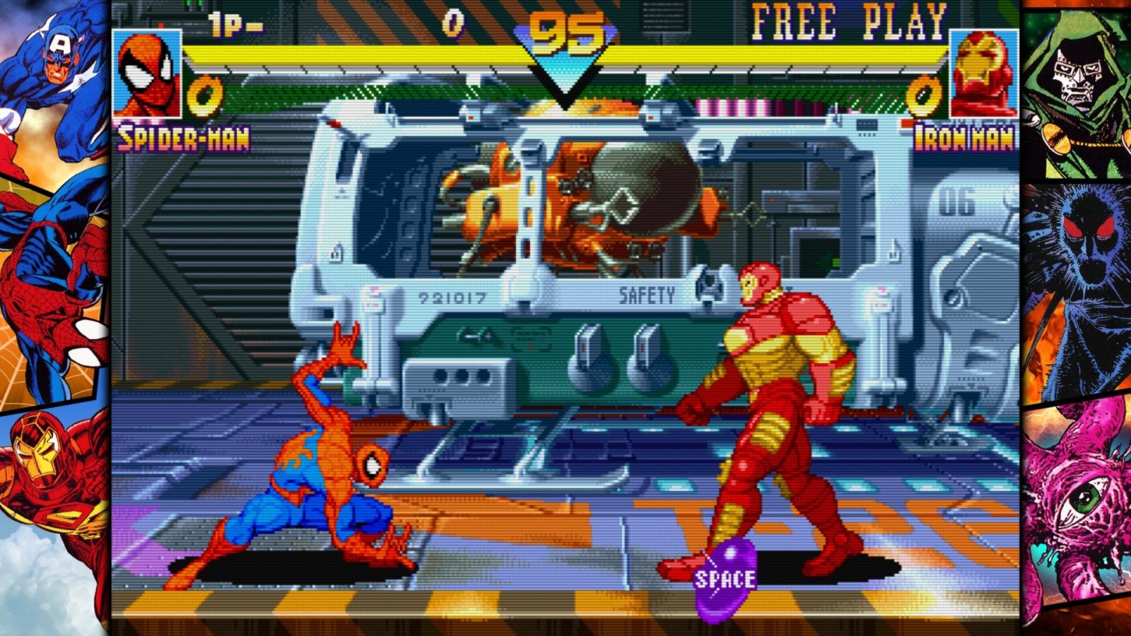 Spider-Man e Iron Man in Marvel vs Capcom Fighting Arcade Collection