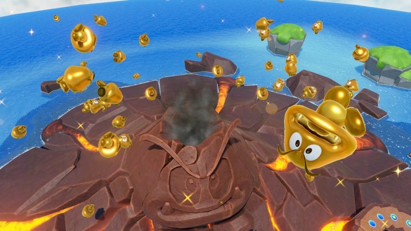 Sull'Isola Goomba potrete attivare l'esplosione del vulcano che sta al centro del tabellone. Se pioverà fortuna o malasorte è impossibile saperlo in anticipo Sull'Isola Goomba potrete attivare l'esplosione del vulcano che sta al centro del tabellone. Se pioverà fortuna o malasorte è impossibile saperlo in anticipo