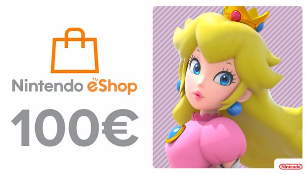 The €100 eShop top-up card with the image of Princess Peach