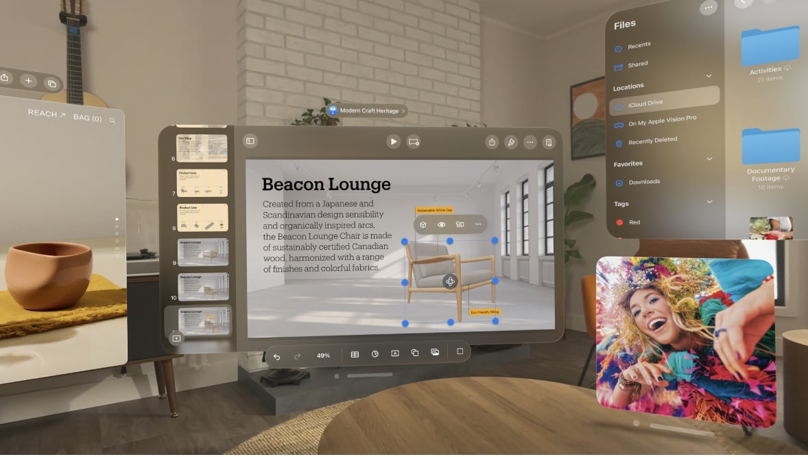 Una schermata di Apple Vision Pro