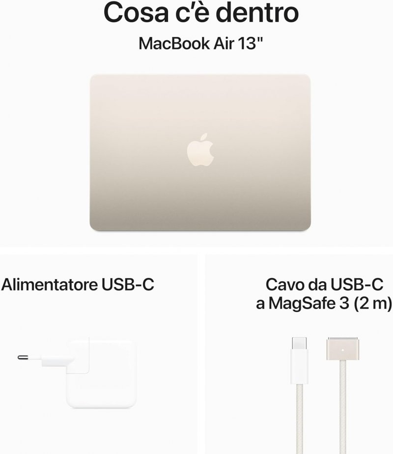 I contenuti della confezione dell'Apple laptop MacBook Air