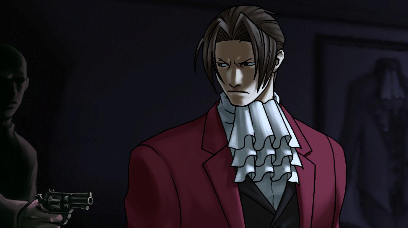 Miles Edgeworth in una scena dei giochi