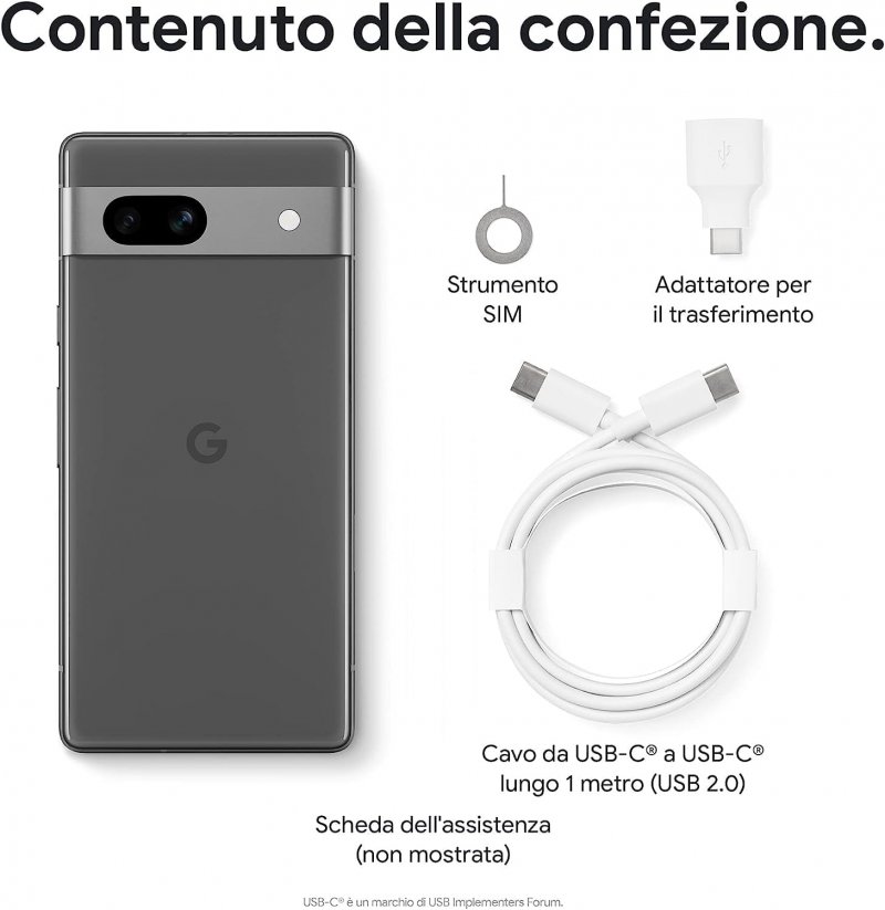 Il contenuto della confezione di Google Pixel 7a Il contenuto della confezione di Google Pixel 7a