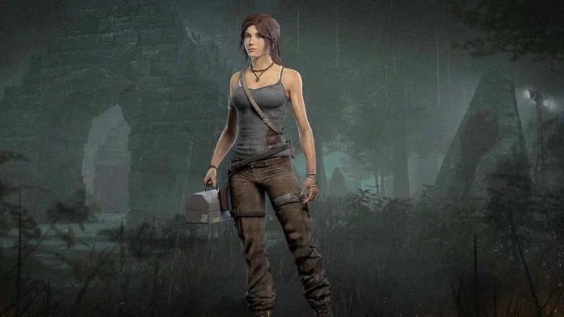 Un artwork di Lara Croft in Dead by Daylight