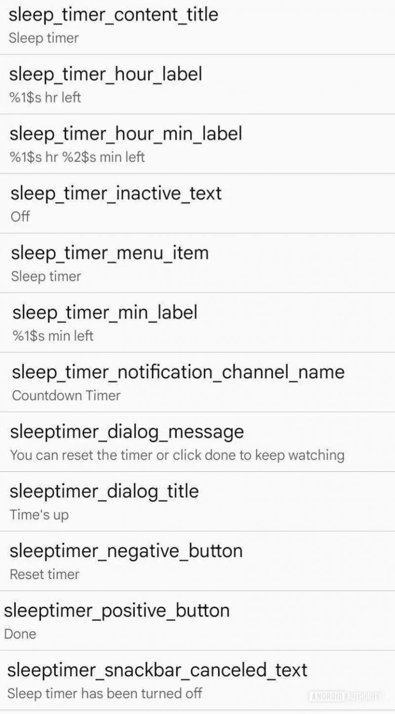 I riferimenti al timer per il sonno nel codice dell'APK della versione beta 19.25.33 dell'app YouTube per Android
