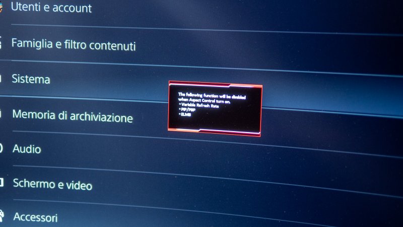 Quando si gioca in 16:9 appare una schermata che avvisa che verrà disabilitato il VRR