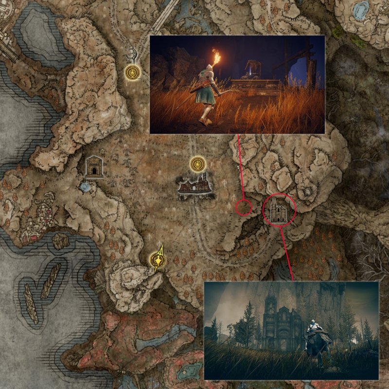 The location of two Elden Ring: Shadow of the Erdtree power-ups indicated by FromSoftware