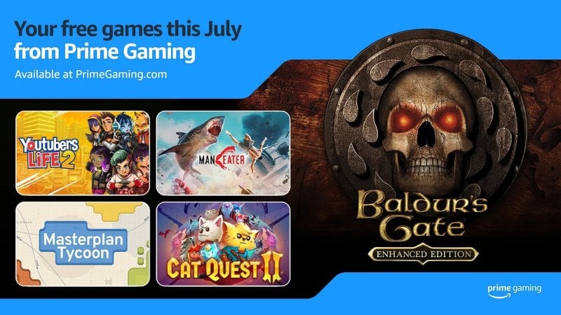 Summary image of July's free games from Amazon Prime Gaming