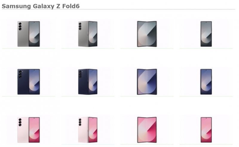 Le colorazioni di Samsung Galaxy Z Fold6 (fonte: WinFuture)