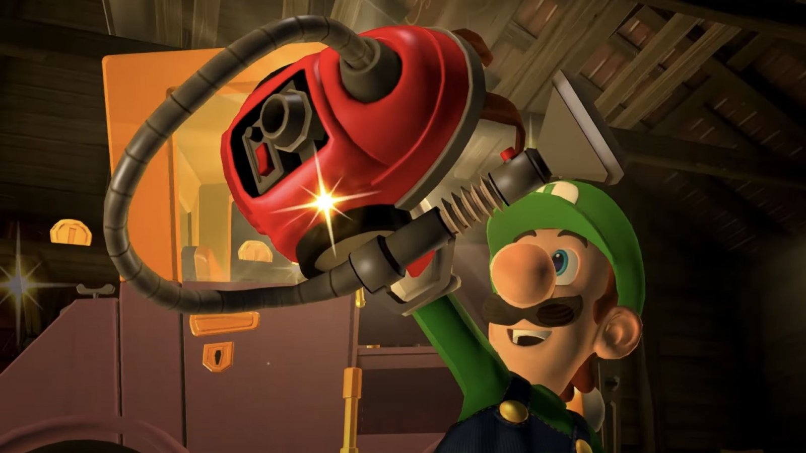 Luigi solleva il leggendario Poltergust 5000 in Luigi's Mansion 2 HD