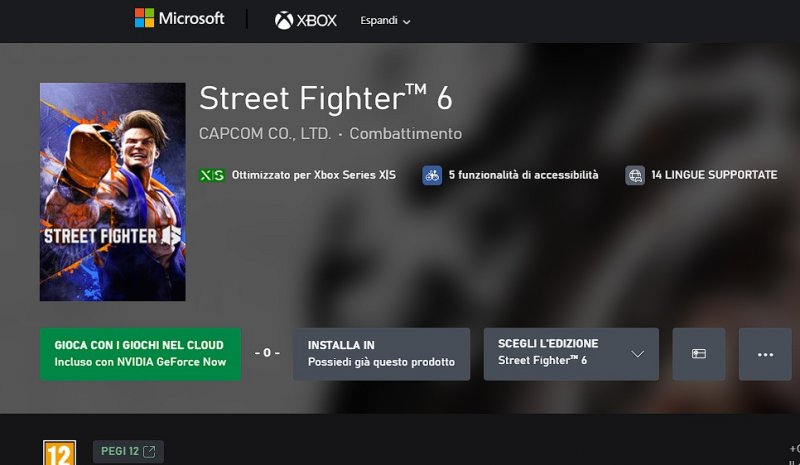 Un'immagine dallo store italiano di Xbox condivisa dal nostro lettore baldoXER