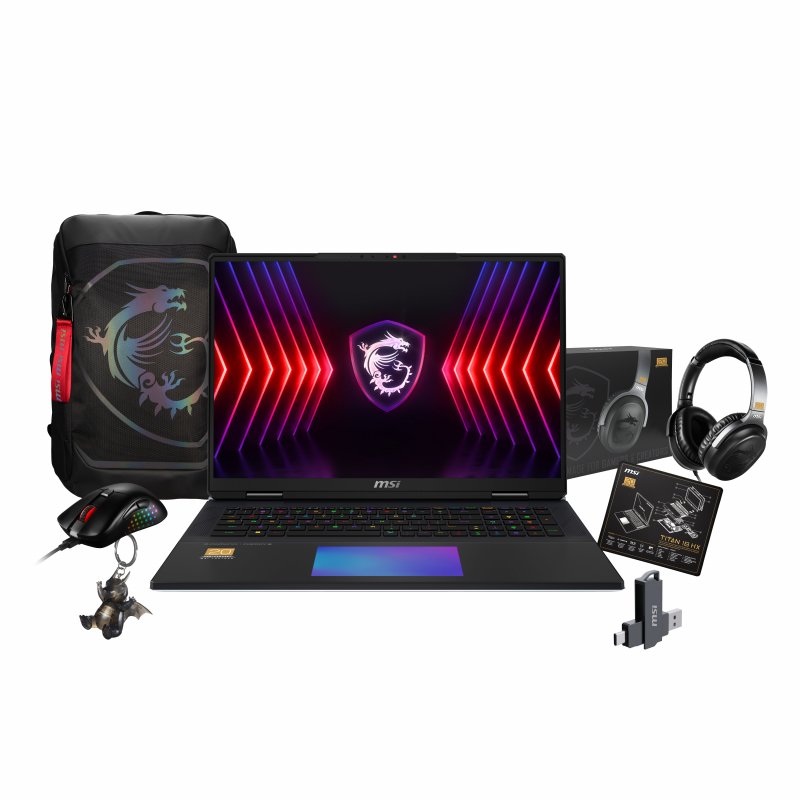 Il Titan 18HX 20° Anniversario con gli accessori dedicati