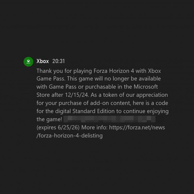 Il messaggio inviato da Xbox agli abbonati a Game Pass che hanno acquistato un DLC di Forza Horizon 4
