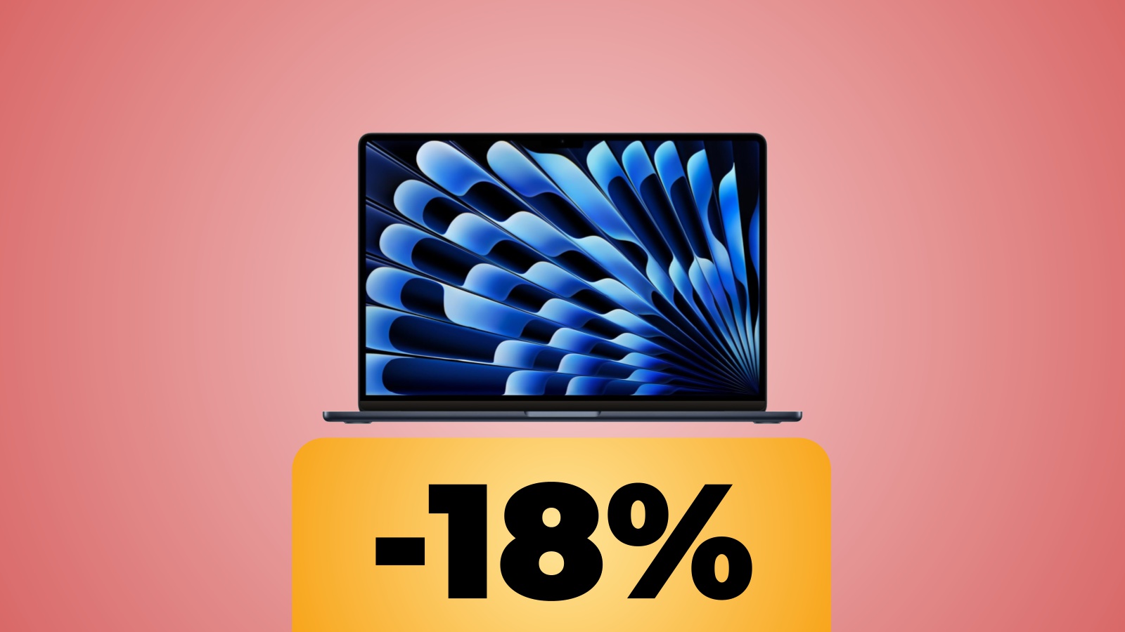 L'Apple laptop MacBook Air 15' con chip M3 (2024) e sotto la percentuale dello sconto di Amazon