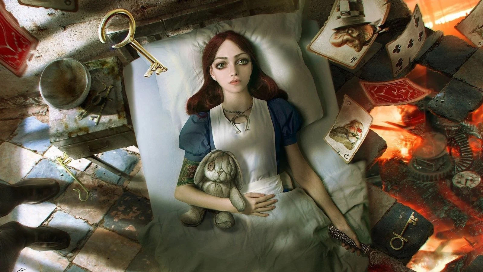 Alice in una delle illustrazioni di Alice Asylum