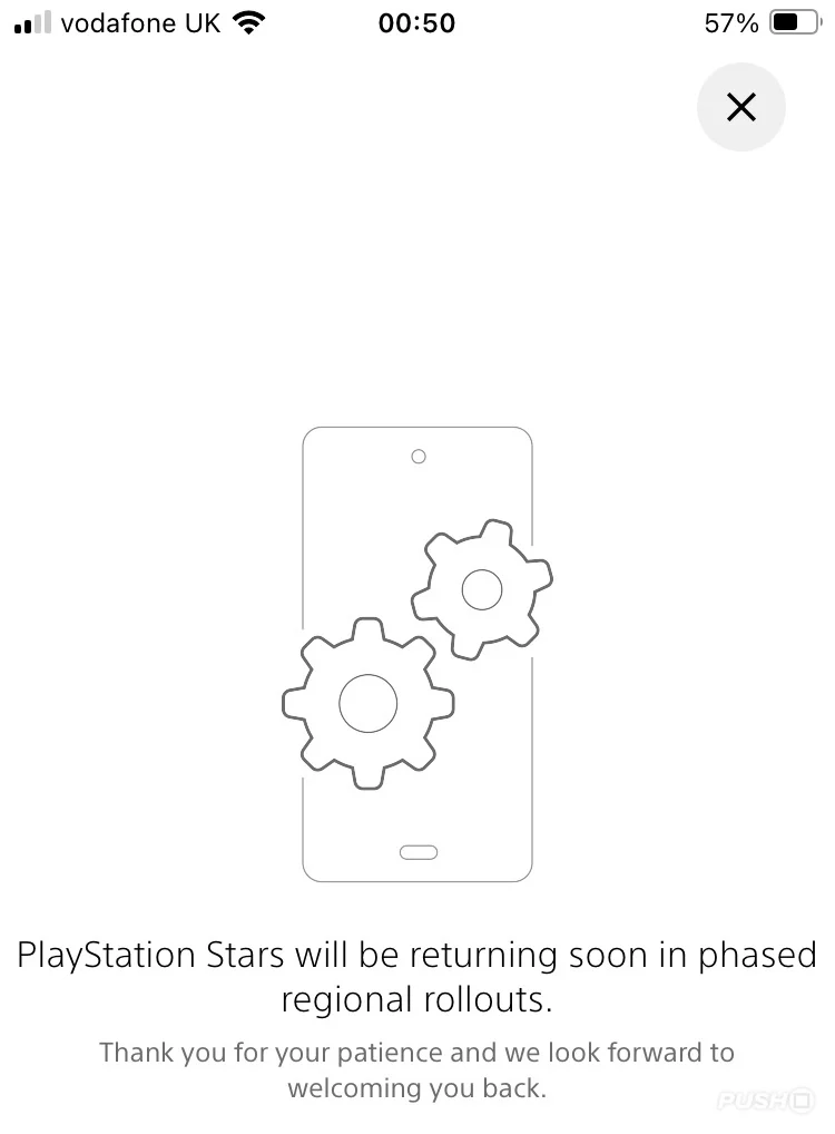 Il messaggio di avviso di Sony visibile per alcuni utenti