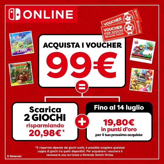 Un grafico con la promo Nintendo legata ai voucher