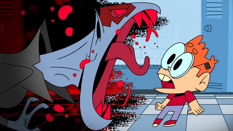 Una sequenza animata con un vampiro che attacca uno degli amici di Becky Una sequenza animata con un vampiro che attacca uno degli amici di Becky