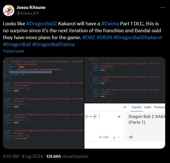 Il post su X del dataminer Josuo Kitsune sui prossimi contenuti di Dragon Ball Z: Kakarot Il post su X del dataminer Josuo Kitsune sui prossimi contenuti di Dragon Ball Z: Kakarot