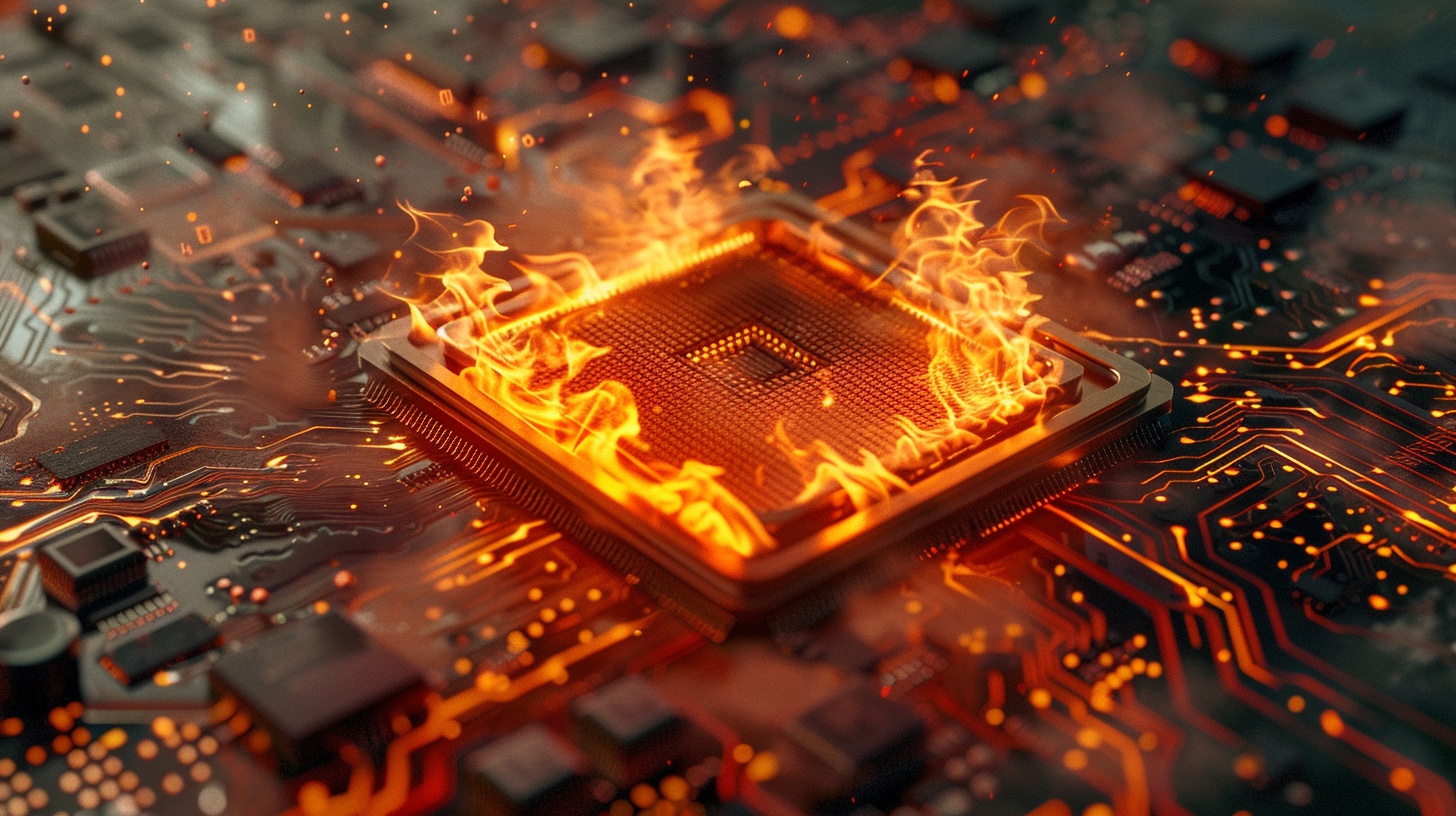 Una CPU a fuoco montata su di una motherboard