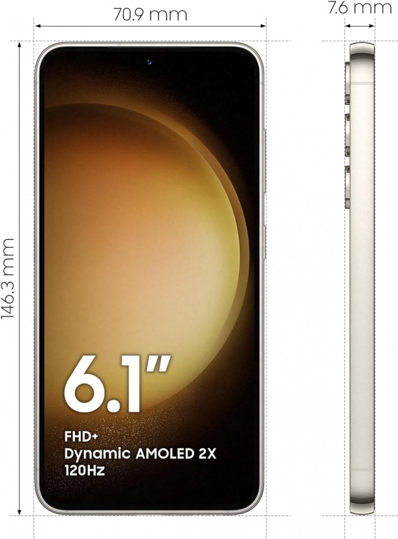 Le dimensioni di Samsung Galaxy S23