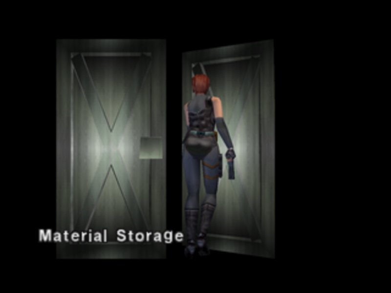 In Dino Crisis, la transizione tra le stanze con lo sfondo nero e la porta che si apre è un'eredità di Resident Evil (a sua volta ispirata a Sweet Home) In Dino Crisis, la transizione tra le stanze con lo sfondo nero e la porta che si apre è un'eredità di Resident Evil (a sua volta ispirata a Sweet Home)