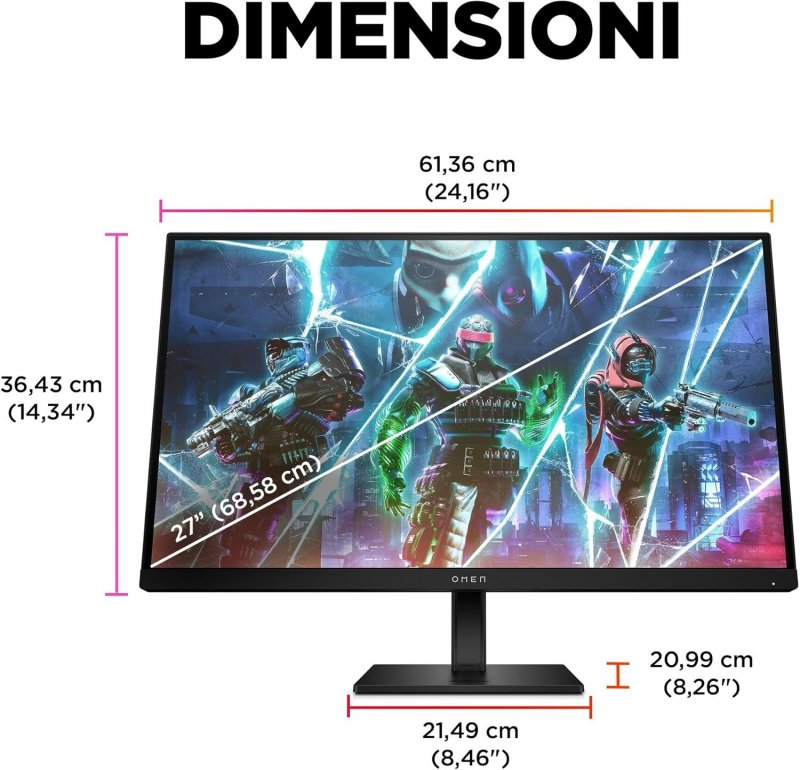 Le dimensioni di HP Omen 27s