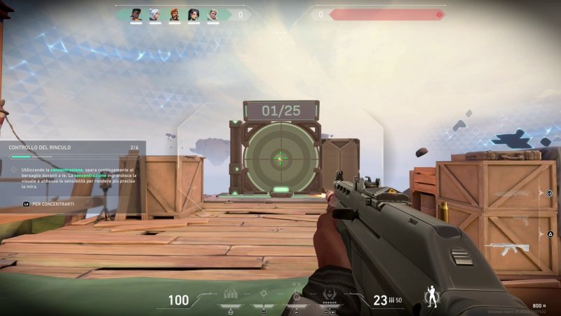 Durante il tutorial viene subito spiegata la gestione del rinculo Durante il tutorial viene subito spiegata la gestione del rinculo