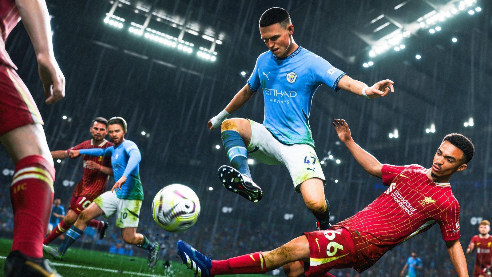 Un giocatore supera un contrasto in EA Sports FC 25