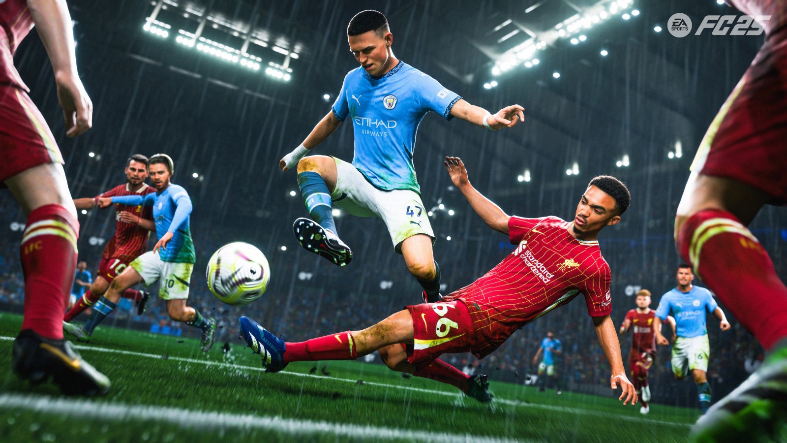 Un calciatore supera un contrasto in EA Sports FC 25