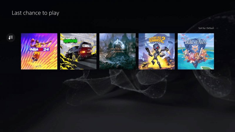 A screenshot with the 5 games that will be leaving the PS Plus catalog in August