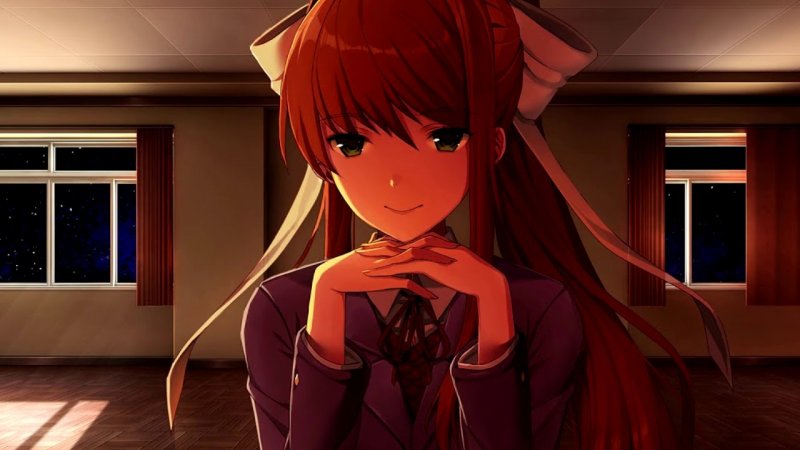 Monika da Doki Doki Literature Club, in tutto il suo terribile splendore Monika da Doki Doki Literature Club, in tutto il suo terribile splendore