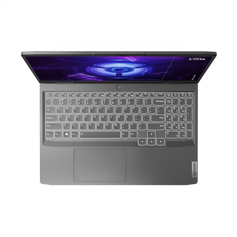 La visuale dall'alto del notebook da gaming Lenovo LOQ che mostra la tastiera