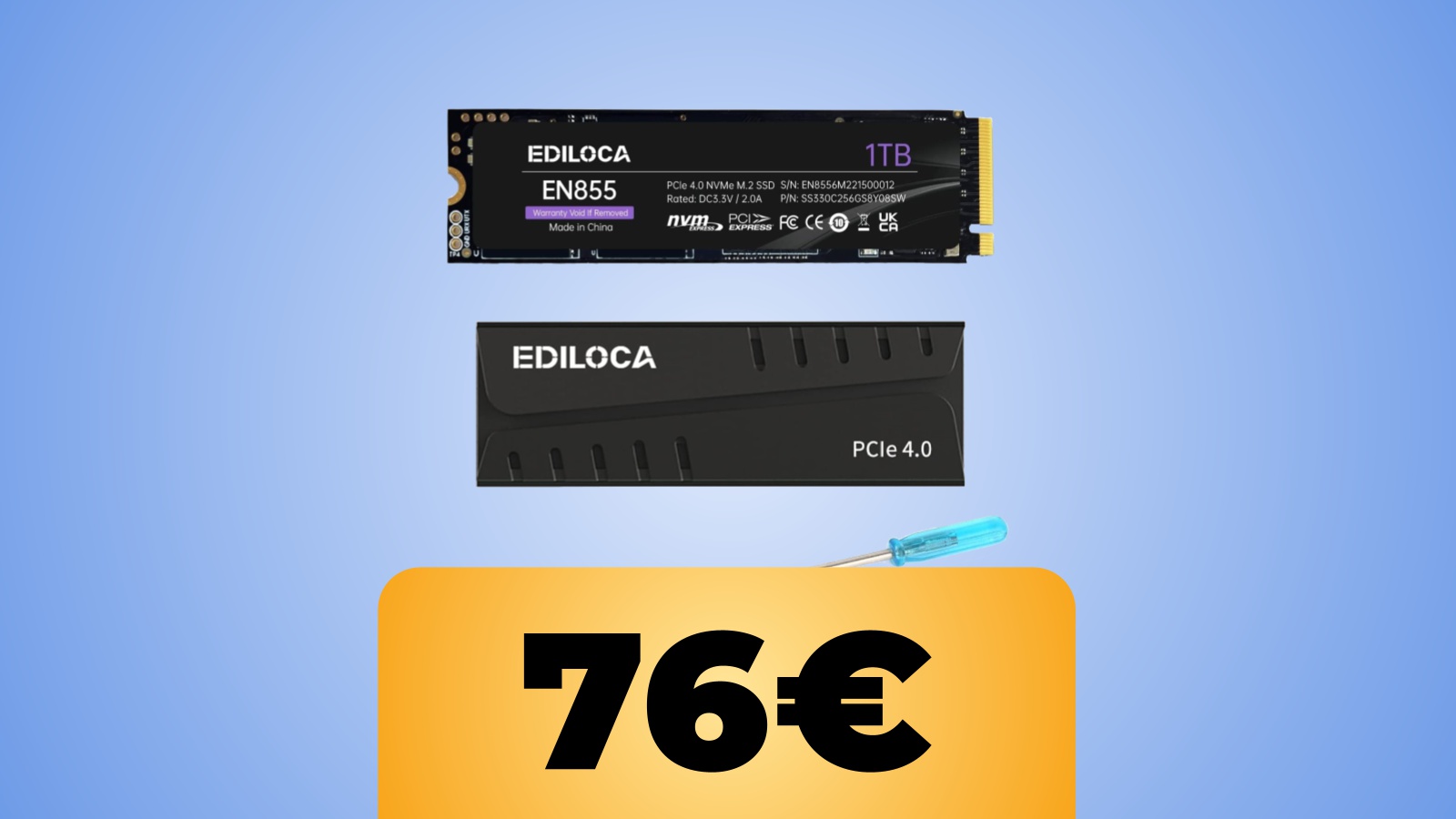 L'SSD Ediloca EN855 da 1 TB con dissipatore e sotto il prezzo dell'offerta di Amazon