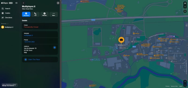 Uno screenshot di Apple Maps Beta, dove a quanto pare abbiamo chiuso definitivamente quindi probabilmente non mi pagherà nessuno questo mese :(