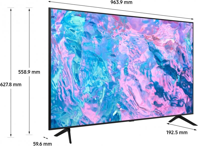 Le misure del Samsung Crystal UHD UE43CU7170UXZT