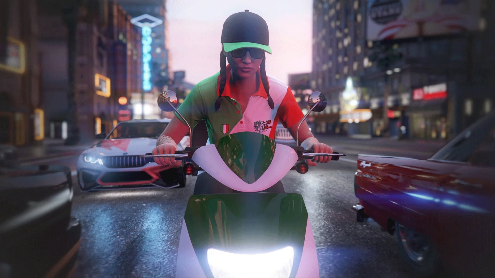 Il giocatore di GTA Online nei panni del fattorino di Pizza This...