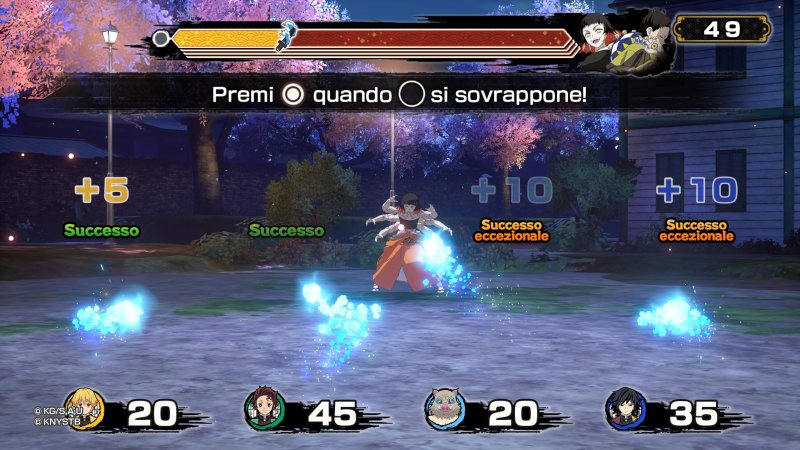 Uno scontro con i demoni in Demon Slayer: Kimetsu no Yaiba - Sweep the Board!