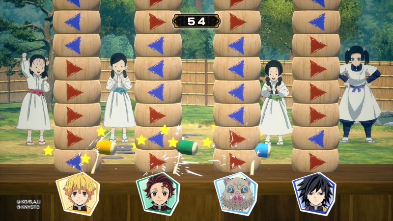 Uno dei semplici minigame di Demon Slayer: Kimetsu no Yaiba - Sweep the Board!