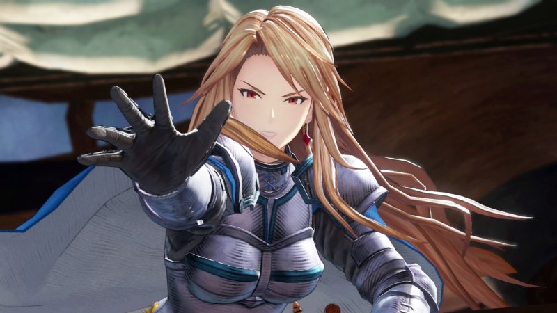 Katalina come appare in Granblue Fantasy: Relink. Anche se più piccolo rispetto alle illustrazioni originali, il suo mantello resta enorme
