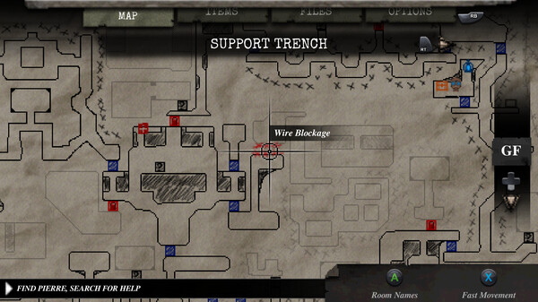 In Conscript è difficile capire persino dove ci si trova: la mappa è disegnata a mano e mostra un vero e proprio dedalo di trincee, tunnel e stanze, e il massiccio backtracking costringe a tornare più e più volte sui propri passi