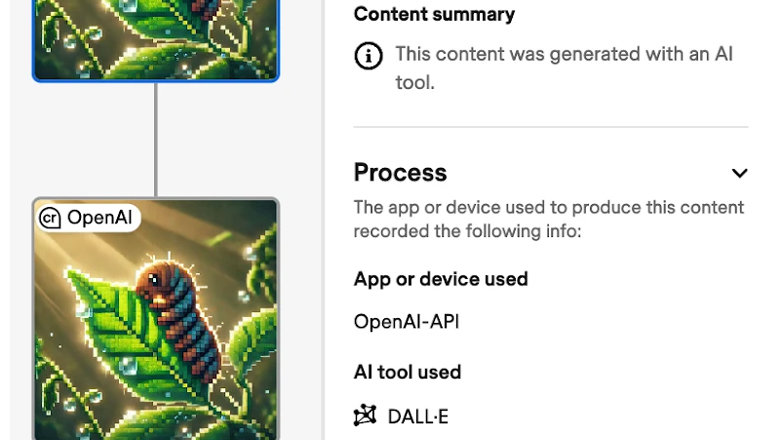Un esempio di come potrebbe funzionare un watermark sulle immagini: quando un utente modifica un'immagine, le credenziali C2PA si aggiornano per riflettere tali modifiche, garantendo trasparenza Un esempio di come potrebbe funzionare un watermark sulle immagini: quando un utente modifica un'immagine, le credenziali C2PA si aggiornano per riflettere tali modifiche, garantendo trasparenza