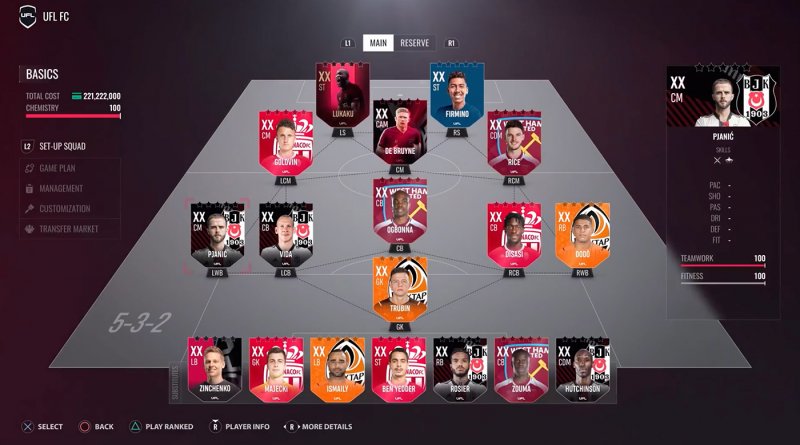 Una schermata della gestione della rosa in UFL Una schermata della gestione della rosa in UFL